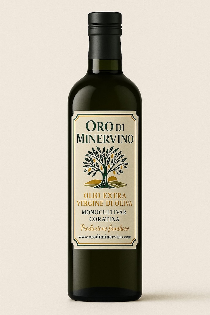 Bottiglia di olio extravergine d'oliva Oro di Minervino 750ml